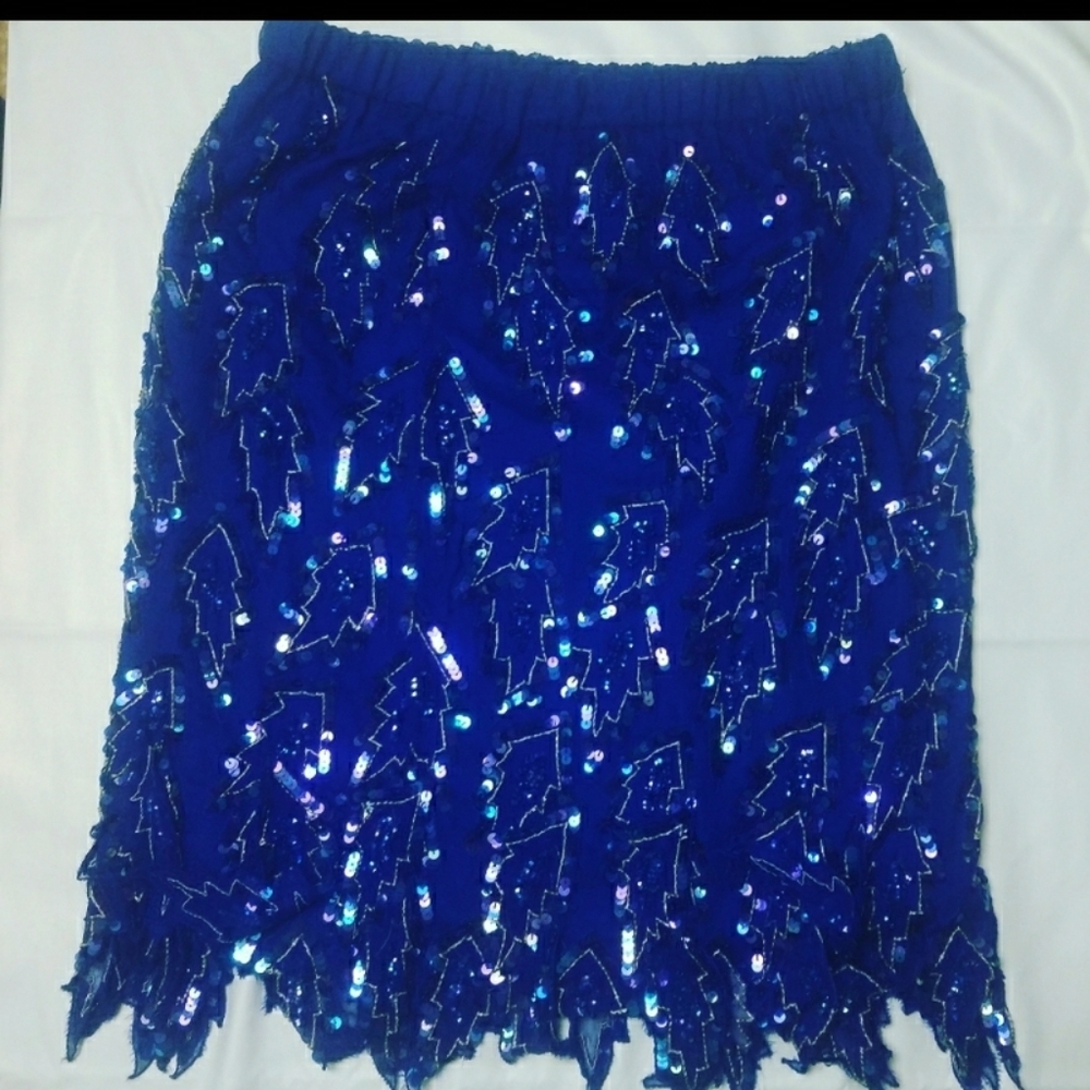 Blue Vintage Sequined skirt
